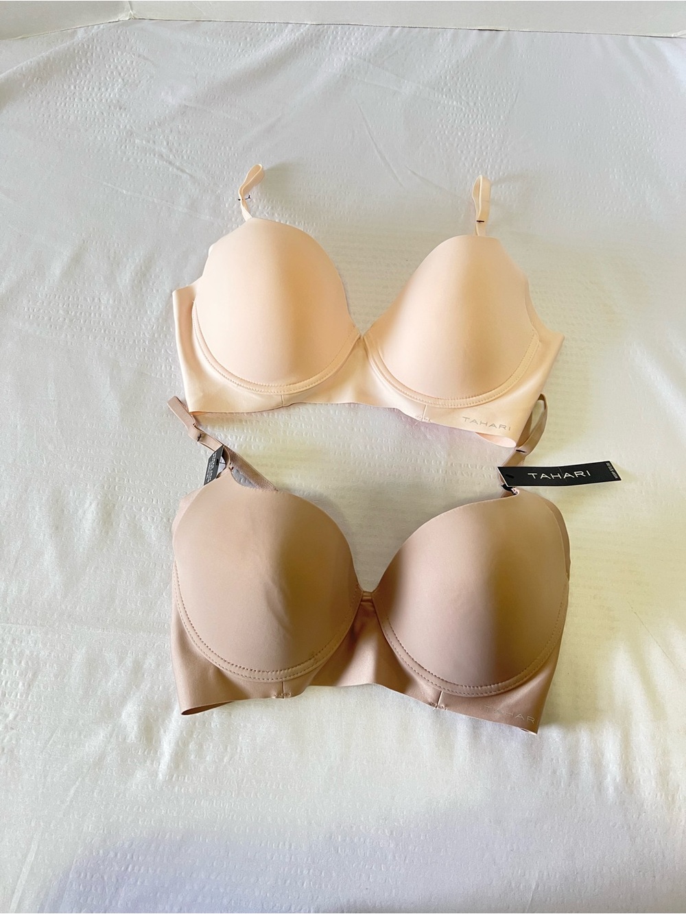 Two Tahari Women’s Smooth Essential Lift Bras – Nude and Beige